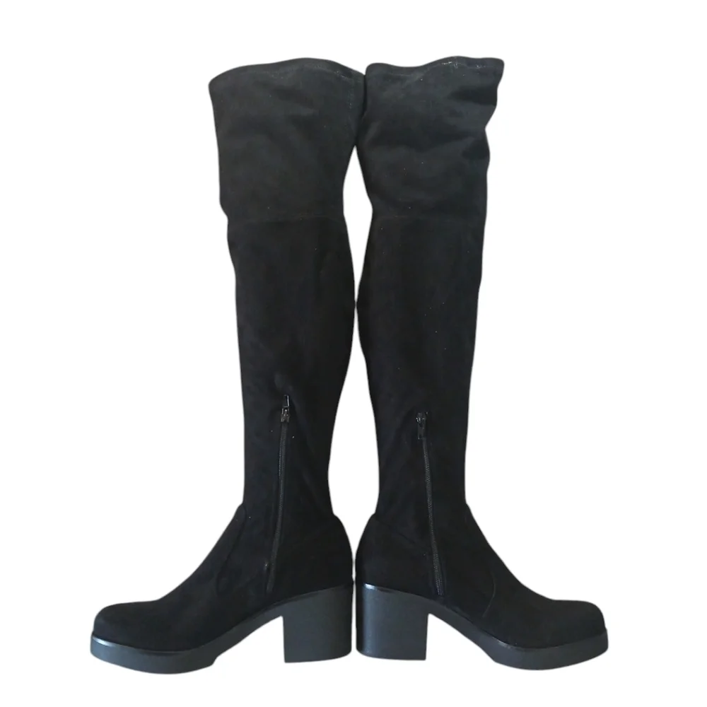 NWT Indigo Rd. Black Over the Knee Boots Wonen's Tall Block Heel Suede Boots 8.5